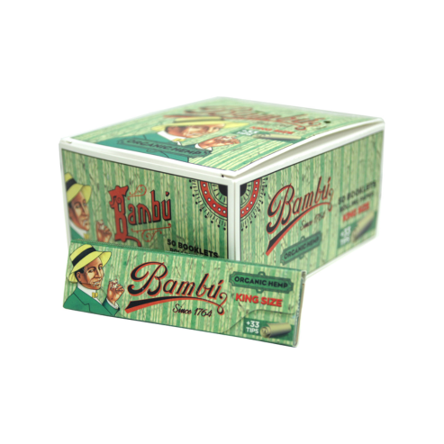 Bambu Organic Hemp King Size Rolling Papers with 33 Tips