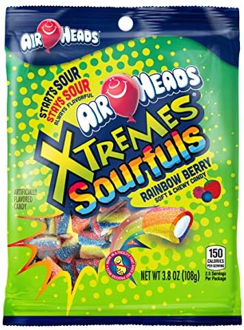 Airheads Xtremes Sourful Rainbow Berry Candy 3.8oz