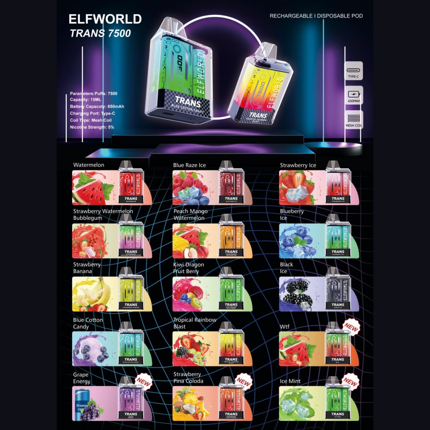 Elfworld Trans 7500 Disposable Vape