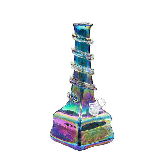 Soft Pipe Glass Jumbo Square Base With Spiral Design 12"