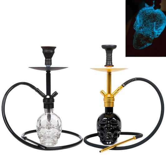 MOB Hookah Glow Glass Skull 19"