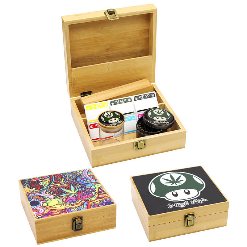 Bamboo Large Box Set (Jar, Grinder, Label, Mini Tray)