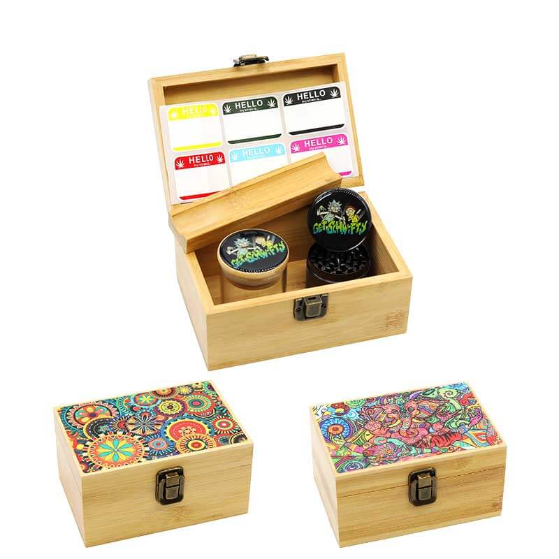 Bamboo Medium Box Set (Jar, Grinder, Label, Mini Tray)