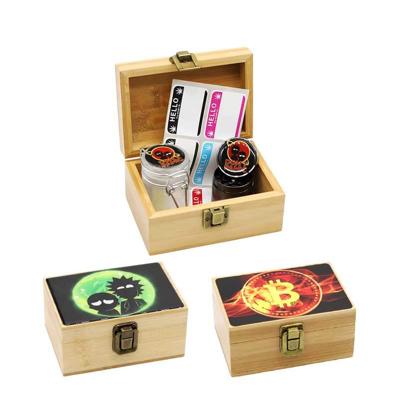 Bamboo Small Box Set (Jar, Grinder, Label, Mini Tray)