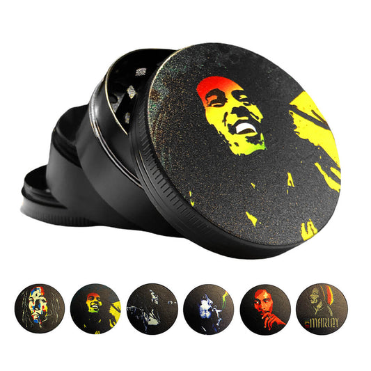 Bob Marley Spinnable Grinder & Cannabis Leaf Sticker